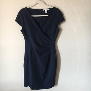 Kenneth Cole Faux Wrap Dress Size 10 Navy